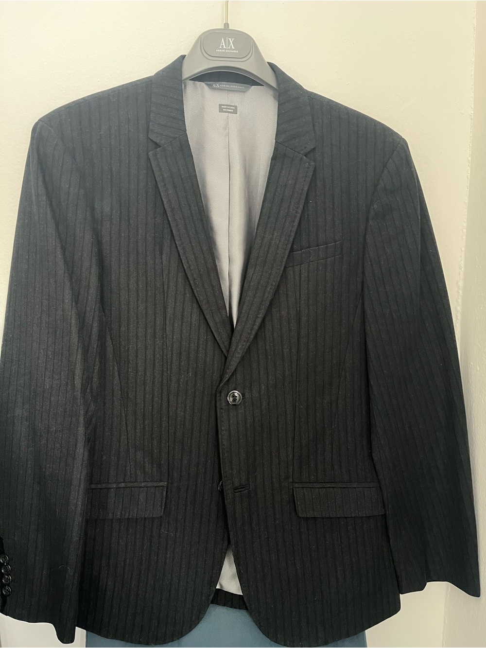 Armani Exchange Men's Black Pinstripe Blazer